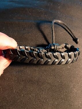 Black Braided Leather Arrow Bracelet